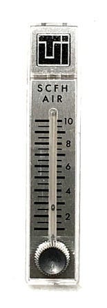 Flowmeter, air, 1-10 SCFH, 2'' scale, 4-13/16''L, SS valve, w/TUI logo