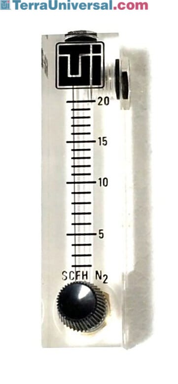 Acrylic flow meter, valve-2-20SCFH | 1600-32 displayed