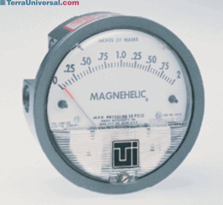 The MAGNEHILIC® gauge measures and displays pressures; range of model shown: 0 - 1