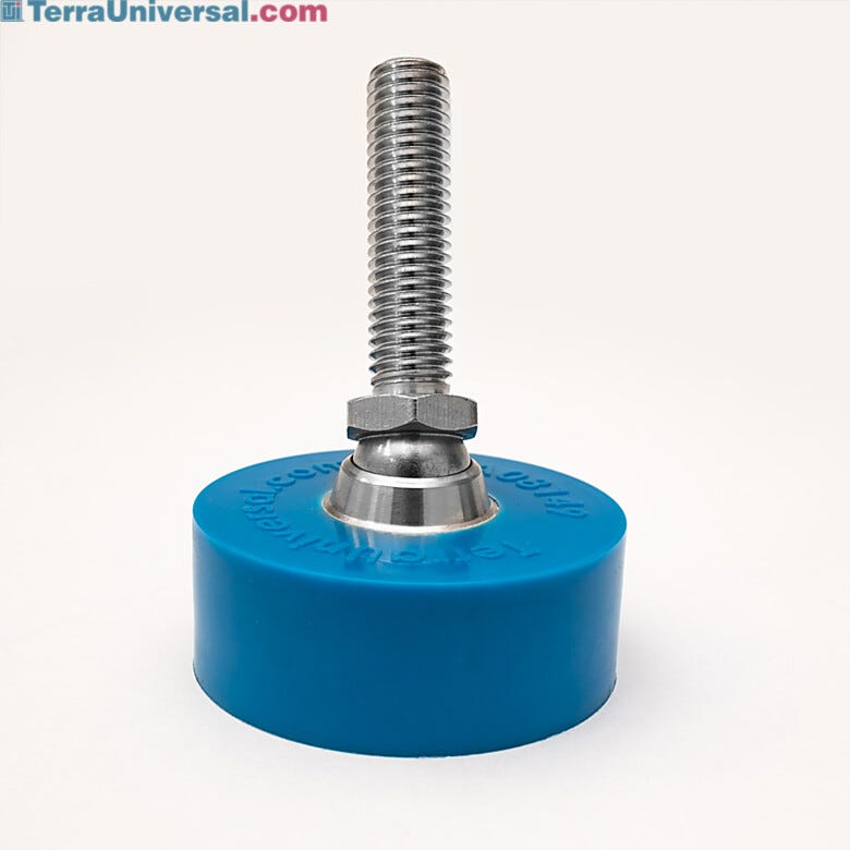 Leveling foot with swiveling polyurethane foot and stainless steel stem. Swiveling foot automatically adjusts when tilted at any angle. | 2807-06 displayed