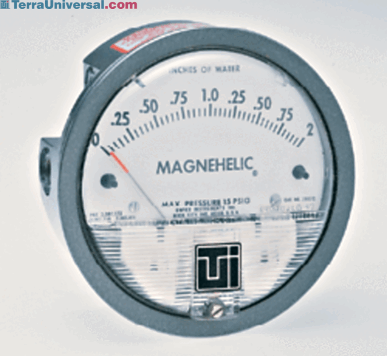 The MAGNEHILIC® gauge measures and displays pressures; range of model shown: 0 - 1