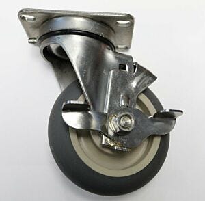 Caster: 4" diameter, Medium Duty Swivel, Polyurethane Wheel, Stainless Steel, with Brake