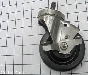 Caster; 4" diameter, Heavy Duty, Phenolic Wheel, Stainless Steel, with Brake